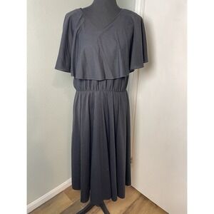 Vintage‎ Disco Black Drape Top Dress 70's Anthony Richards Size 12 Retro